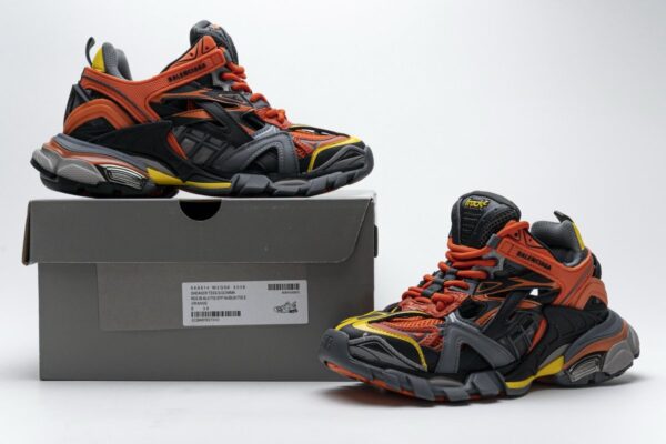 568614 W2GN8 2008 Blenciaga Track 2 Sneaker Black Orange - Image 2