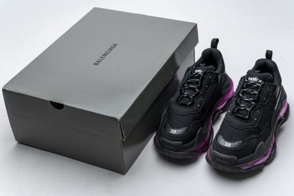 544351 W09O1 0829 Balenciaga Triple S Black Plum Red - Image 3