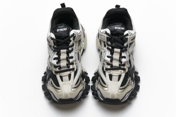 570391 W2GN9 2009 Blenciaga Track 2 Sneaker Champagne Black - Image 4