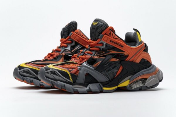 568614 W2GN8 2008 Blenciaga Track 2 Sneaker Black Orange - Image 5