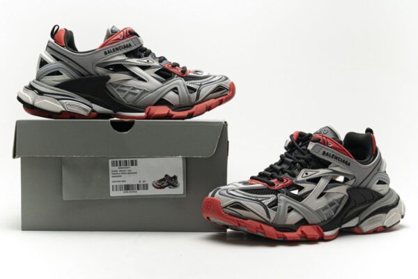 570391 W2GN3 1003 Blenciaga Track 2 Sneaker Grey Red - Image 2