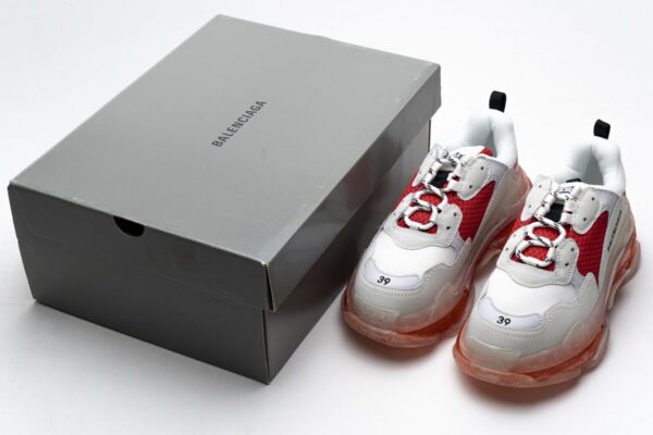 544351 W09E1 4552 Balenciaga Triple S White Red - Image 4